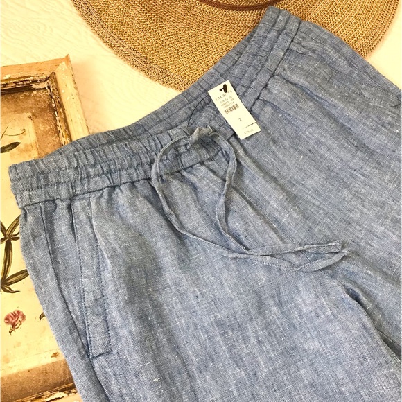 NWT Talbots Linen Chambray Tie Waist Pants - Picture 7 of 16